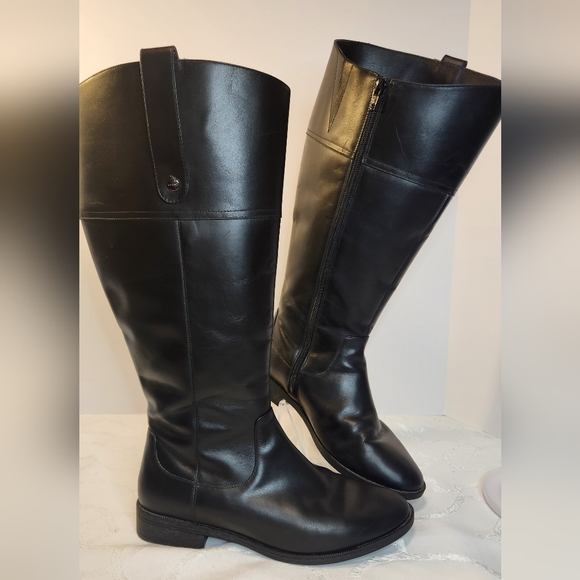 Vionic Mayes Extended Calf Tall Leather Weather-Resistant Black Boot Size 8 - Picture 1 of 13